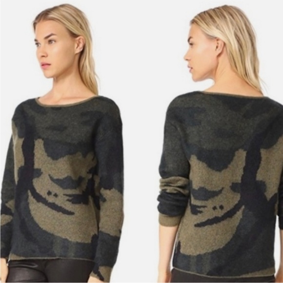 Rag & Bone Sinclair‎ Green Camo Sweater S Merino Wool Silk Alpaca Blend - Picture 1 of 5